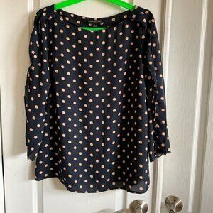 Navy Blue & Cream Polka Dot Women's Top
